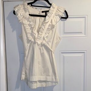 Ruffled Ivory Sleeveless Top